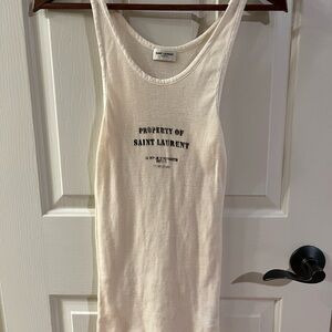 YSL “Property of Saint Laurent” Logo Distressed Cotton Tank M $595